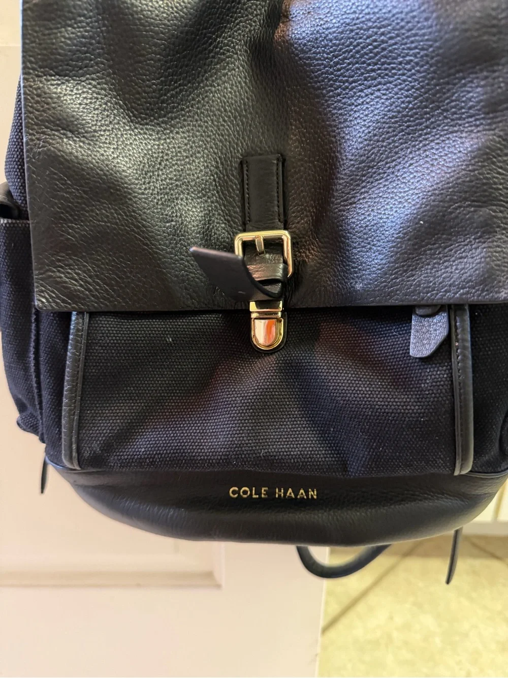 Cole haan  Black canvas Leather Backpack - Sleek Everyday Carry